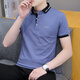 Playboy (Playboy) Sommer Revers kurzärmelig T-Shirt Herren Pure Cotton Youth Business Casual halbärmelige Top-Kleidung mit Kragen gutaussehend Polo-Hemd Schwarz Qy683 4xl