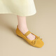 ZHR Single Shoes Frauen Sommertemperament Bow weiche flache Mary Jane Lederschuhe Frauen flacher Mund Ballet Frauenschuhe AH683 gelb 39