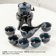 High-end light luxury automatic Kung Fu tea set for lazy people at home. Teapot gift box for lazy people. One pot, six cups, one sea + gift box. Momo cloak automatic tea set. Kiln turns blue.
