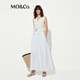 MO&Co.【C+系列】半身裙2025夏新品蓬松薄棉系带低腰小白裙MBE2SKT020 漂白色 M