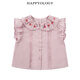 Happyology British children's spring and summer new style girls' embroidered shirt baby short-sleeved style top princess pink 110 (112cm)