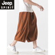 Jeep (Jeep) Linn Pantalon recadré pour hommes Chinois Lâche mince Pantalon Harem Youth Summer Summer Shorts décontractés de coton de grande taille Black XL (130-145Jin [Jin est égal à 0,5 kg])