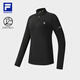 FILA official women's knitted long-sleeved shirt 2025 winter fitness sports plus velvet half-zip long T