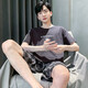 
SHUO GU JIN Summer Men's Short Sleeve Pajamas Thin Cotton Casual Plus Size Teen Home Clothing Men's Loose Suit Summer D9928 L Men