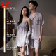 
Cat Man (MiiOW) Ice silk ribbon chest pad couple pajamas for women in summer cool sexy chest pad suspender nightgown nightgown men's home DA9901-Men's purple M