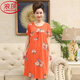 LangSha nightgown for women in summer short-sleeved cool feeling modal thin cotton silk mother loose long dress for mothers Y9905 L [recommended %7E120Jin [Jin equals 0.5 kg] wear]