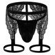 Men's lace thongs, sexy underwear, men's low waist solid color hollow thin belt, transparent single thongs, T-trousers, g, white, L, single size