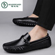 Zapatos para hombres de carpintería de carpintería 2025 Nuevo verano de cuero genuino SULLA SUGERA SUGRA SUFICIENTE Zapatos de frijoles transpirables para hombres con zapatos de mocas de un pie para hombres MT9921 38 [Tamaño de zapato de cuero estándar]