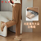 RLAS Brown Straight Down Pants Women's Winter Small Cuffed Nine-Point Wide-leg Pants Cold-proof Thickened Duck Down Cotton Pants Navy 26