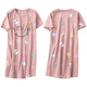 恋舒柔睡裙女款夏季棉质短袖2025新款家居服网红女士夏天夏款过膝睡衣裙 C1105 M 女(75-95斤)