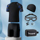 Xiaomijiao swimming trunks three-piece men's swimsuit complete set of equipment 2025 new style student adult youth swimming cap swimming goggles navy + swimming cap + swimming goggles nose clip earplugs XL (91-115Jin Jin equals 0.5 kg)