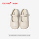 Aokang Aokang girls' small leather shoes 2025 new girls princess shoes big children Mary Jane children's leather shoes women's shallow mouth single shoes off-white size 26 inner length about 16.5cm