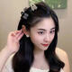 Korean style sweet girl side broken hair clip bow high ponytail hair clip atmospheric bangs clip champagne color bow bangs clip set
