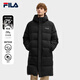 FILA Official RGB Down Men's and Women's Long Down Jacket 2025 Winter Couple's Hooded Cold Warm Jacket