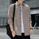 Miao Youke Camisa informal a cuadros Spring y Autumn Camisa de manga larga Camisa coreana Retro Summer Flin Jacket K12108 White M 90-110Jin [Jin equivale a 0.5 kg]