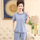 Yalu-Pyjamas für Frauen 2025 neuer Stil mittlerer Mutter mit kurzärztem Kurzärmel-Hosen Sommer-Baumwoll-Strickjacke Plus Size Home Clothing Set LM-6626 [Cardigan Style] M [vorgeschlagen 80-100jin [Jin gleich 0,5 kg]]