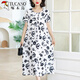 Der neue Sommer-Seidenkleid von Woodpecker, große sammelige, lose Baumwollkleid für Frauen, mittlere und ältere Frauenkleidung, Blumenstil, Bauch, M Mom, 9922 Modell Nr. 28 2xl (Empfohlen 120 Jin [Jin gleich 0,5 kg] -135 Jin [Jin gleich 0,5 kg]))