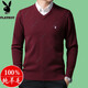 Playboy Playboy im mittleren Alter Sweater Männer verdickte V-Ausschnitt-Strickjacken Männer warmes Papa Hühnchen Herzkragen gestricktes Basishemd Zi rotes V-Ausschnitt 6625 Einzelgröße 175140-155jin [Jin gleich 0,5 kg]