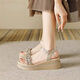 Belle escaliers Sandales à talon pour femmes, été 2025 Nouvelles sandales de sangle épaisses, chaussures de femmes à talons hauts exquis, couleur abricot 36