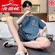 Pajamas en velours arctique pour hommes en été short en coton pur pour les jeunes d'été mince de grande taille peut être porté à l'extérieur des vêtements maison HD-9934