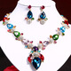 Yadige European and American fashion jewelry set chain temperament versatile rhinestone gemstone necklace earrings set women's dress banquet accessories green