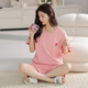 Yalu Women's Pure Cotton Pajamas Summer Short Sleeve Can Outdoor Home Clothing Set Thin Style 2025 New Summer Z9855 M [Suggested 80-100Jin [Jin equals 0.5 kg] Wear]