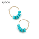 AJIDOU Ajidou earrings for women, the same style in offline malls, fashion niche design imitation turquoise ring alloy earrings