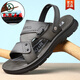 Woodpecker ultra-light soft-soled sandals men's shoes non-slip beach sandals dual-purpose casual outside breathable middle-aged summer 2025 new model 6187 black 38