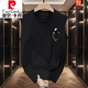 Pierre Cardin Summer Brand redonda de cuello redondo Camiseta sin mangas Vest American Chalecy Fitness Creative Cotton Pure Loose Black [Pequeña imagen en el lado delantero izquierdo del chaleco K1098 Dos piezas s Recomendado 70-80 Jin [Jin iguala 0.5 kg]