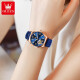 OLEVS Swiss certified couple watches A pair of fully automatic mechanical watch hollow flywheel luminous waterproof men and women watches 3601 room blue 6636 rose blue couple free engraving
