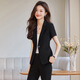 FHHUABD灰色短袖西装外套女2025夏季新款正式场合职业装短款时尚西服套装 9928灰色西装 S