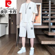 Pierre cardin men's short-sleeved T-shirt 2025 new fashion trend casual sports suit loose versatile simple breathable half-sleeved [Set] 829 khaki L recommended 120-140 Jin [Jin equals 0.5 kg]