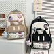 Cute schoolbag for junior high school students with high appearance new large capacity backpack for travel students with transparent pain bag backpack burgundy with accessories