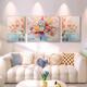 Peach Beauty Creme Blume Wohnzimmer Dekoration Gemälde Textur Triptychofa Hintergrund Wand Zusammenfassung Hängende Malerei Moderne einfache Wandveränderung 3890 Nektar-C [Standard goldbürstete Aluminium-Legierungsrahmen] Medium 70*50 Seiten 35*50 [Textilkristallporzellanstrich]