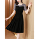
OLJ light luxury brand dress for women 2025 summer new style design sense fashionable simple fake two-piece temperament skirt apricot color XL 116-125Jin [Jin equals 0.5 kg]