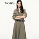 MO /CO. [C+ Serie] Kleid 2025 Herbst Neues Produkt Wash Wasser Baumwoll -Werkzeugrock mit Gürtel MBE3DRS007 Olivengrün S /160