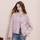 Sancai 2025 winter new eco-friendly fur round neck plush jacket loose short style elegant M