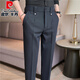 皮尔卡丹（pierre cardin）2025夏季新款男士小西裤九分裤2025新款休闲裤修身小脚长裤免烫针 咖色(XK6296A)长裤 28 (95-110)