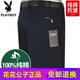 花花公子（PLAYBOY）高端纯棉休闲裤男宽松高腰中年商务中老年爸爸夏季薄款长裤子时尚 薄 款6629-20深蓝近黑弹性 42