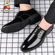 Scarecrow (MEXICAN) leather shoes for men versatile breathable business formal wear casual height-enhancing men's shoes for summer black British groom wedding shoes 9888 black 37 standard size