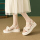 Thick-soled summer sandals for women 2025 new fairy style sweet skirt sandals wear strap sandals on the outside, off-white 37