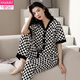 Modal pijama de algodón puro para mujeres en primavera y verano pantalones de manga corta Cardigan estilo coreano lindo collar de verano ropa de algodón puro juego de algodón puro ysh-9737# cárdigan l tamaño 100-120Jin [Jin iguala 0.5 kg]