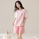 Yalu new summer pure cotton pajamas for women round neck short sleeve shorts home clothes summer thin cartoon girl cotton set 9856 M