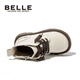 Belle's Children's Shoes Girls Martin Boots Autumn New Single Boots Boys Style British Short Short Boots All-Match Leather Boots Obsidian Black-Single DE3882 28