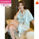 Modal internet celebrity nightgown for women in summer thin ice silk short-sleeved shirt for women in summer cool and loose large size home clothing CWS-9901# M [75-100Jin[Jin equals 0.5 kg]]