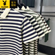 Playboy (Playboy) Sommer Pure Cotton Kurzärmelte T-Shirt Herren Revers Top Middle Middle Outfit Casual halbärmelige Polo Streifen glatt 9906-Black M 165 suggerieren 90-120jin [Jin gleich 0,5 kg]