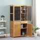 Kitchen cupboard multi-layer storage household storage cabinet simple kitchen cabinet solid bamboo wood economical microwave oven cabinet original color height 16859 draw diamond mesh replacement 4 doors