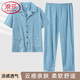 Langsha Men's Pyjamas Summer Cotton Panton à manches courtes Coton à manches courtes Mur Line plus Taille Dad Carganan Plus Taille Clothing Home Set HM3884 Blue 3XL Recommandé 160-180jin [Jin est égal à 0,5 kg]