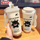 Thermos creative Geng Gui Thermo Copa Gran capacidad Copa de agua de paja Portable Doble Coffee Coffee Modelo Nuevo belleza de alto contenido de belleza para hombres y mujeres BXAB13795 Polvo fantasma + con cordón de cerámica Interior