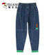 Woodpecker Jeans for women 2025 spring and autumn clothing new style loose slim elastic waist literary style spliced ​​high waist nine-point harem pants light blue 9901 peach heart style S Suggestion/80-95Jin[Jin equals 0.5 kg]